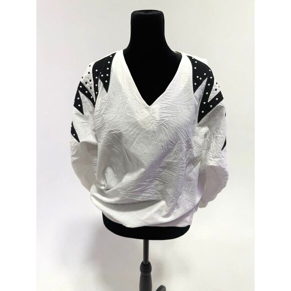 GW Original Tops - GW Original vintage 80s b&w shoulder detail dolman sleeve top